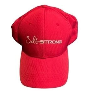 Salt Strong Lightweight Fishing Red & White Embroidery Hat Cap HTF​​​